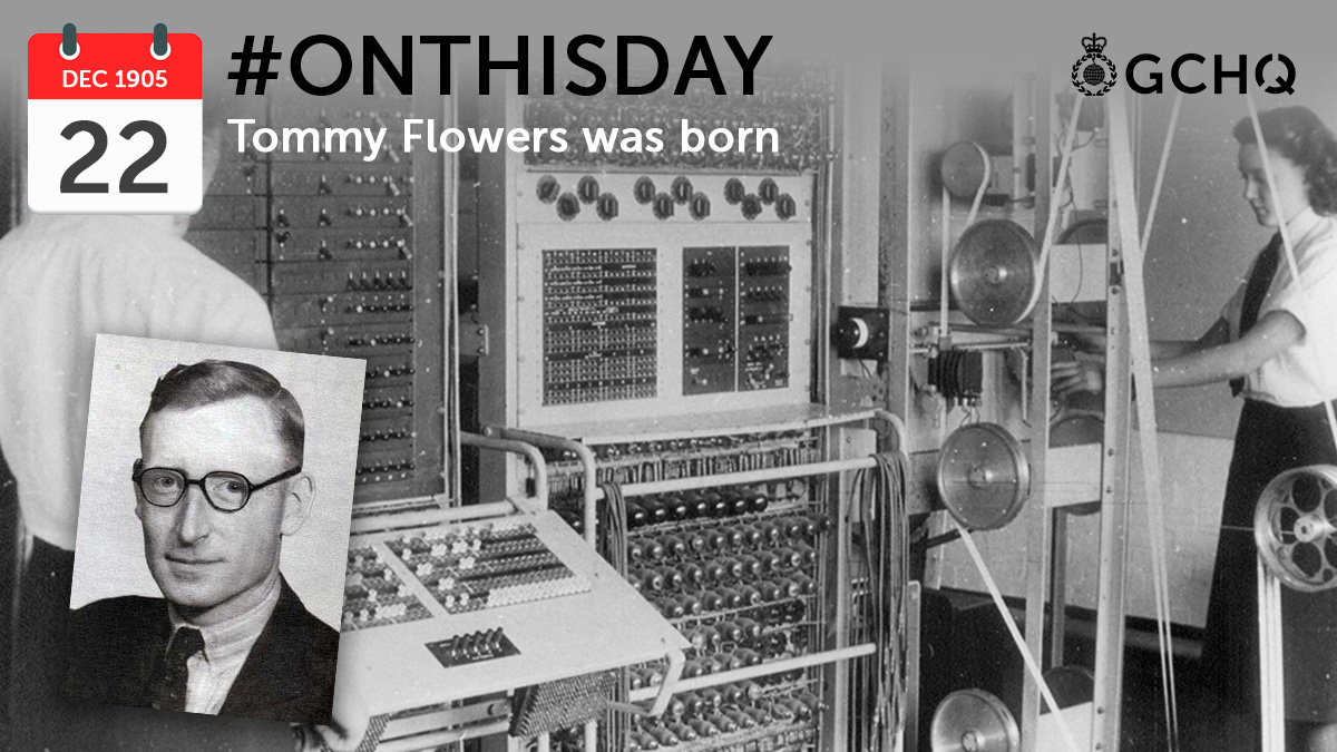 #OnThisDay in 1905, Tommy Flowers was born. 

Flowers and his team designed COLOSSUS, the forerunner of the modern computer, which broke German cipher systems @bletchleypark during WWII.

In September, a blue plaque was erected where COLOSSUS was built, in recognition of his work