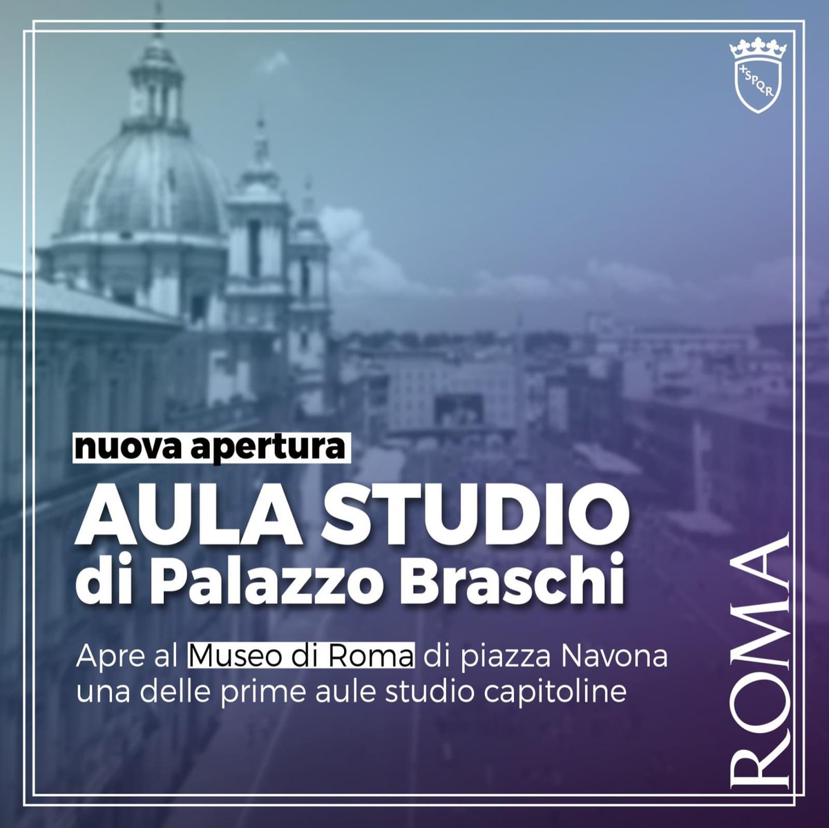 Apre la nuova Aula Studio di Palazzo Braschi! Ad accesso libero e gratuito *anche il fine settimana*, in linea con gli orari di Museo di Roma. Per maggiori informazioni: bit.ly/3GThWHy