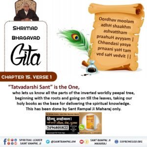 #शास्त्रविरुद्ध_Vs_शास्त्रानुकूल
The summary or meaningof Gita Chapter15Verses1to4isthat-Consider the world to be like an upside-down hangingtree.Liketherootsofthetreeand consider thethree gunas-likebranches to be below.
➡️To know more information DownloadSantRampal JiMaharaj app