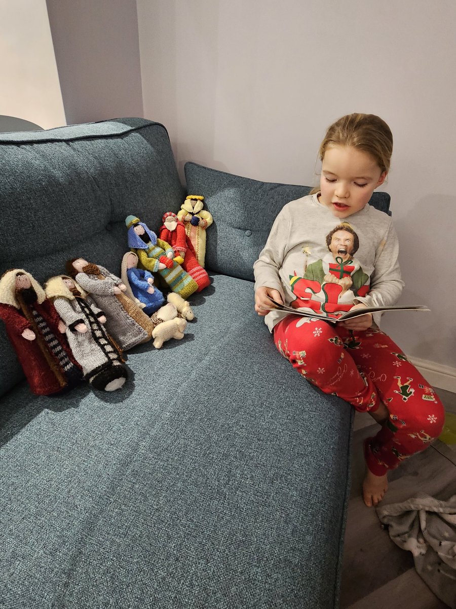 H84Caz's tweet photo. @SMagdalens Sophie couldnt wait to read the Christmas story to us all last night along with the travelling crib https://t.co/SAFKcCDTG1