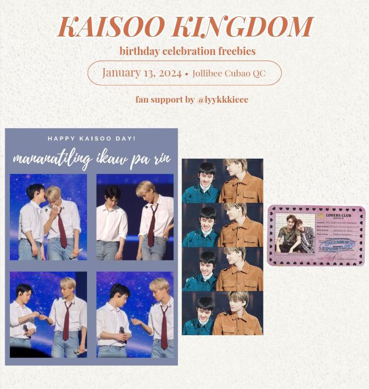 KAISOO KINGDOM FREEBIES SUPPORT! 

Hi again Kaisiooist! Here’s my freebies for our party next year! All attendees will get FULL freebies inclusions! I’ll see you guys at Jollibee Tuazon Cubao QC! 🐧🐻

Regards to ate Kyle for allowing me! 🖤 @ahgababie