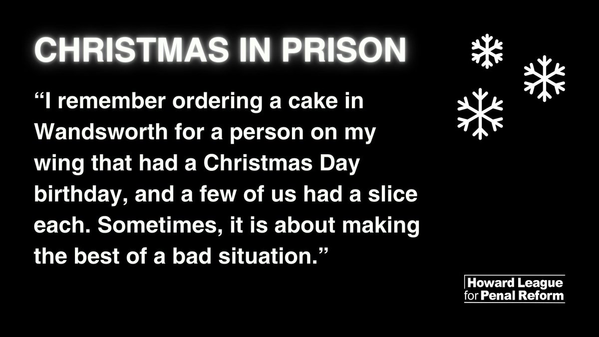 🎄 New on the blog: Christmas in prison. No one knows what it is like to spend the holiday period in prison better than those who have experienced it. We asked three men who have spent Christmas inside to describe what they remember: howardleague.org/blog/christmas… #ChristmasInPrison