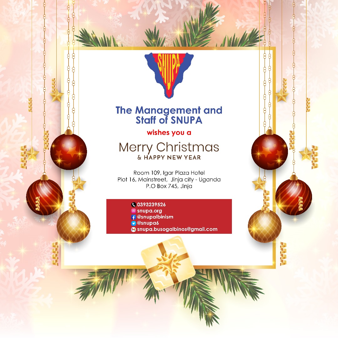 We wish you all a merry Christmas and a happy new year. Thanks for following and supporting us throughout 2023. We promise dedicated services to persons with albinism in 2024. 

#SNUPA