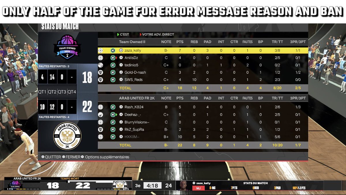 ArabUnited2k's tweet photo. Les boxscores : https://t.co/HKtX5ZKnqn