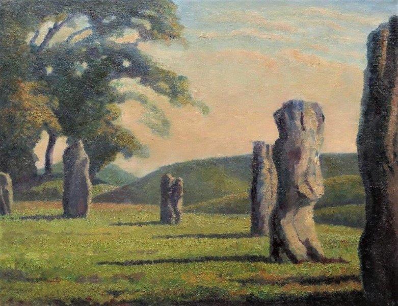 On #WinterSolstice this is the closest that I can get to Stonehenge! Here's 'Avebury' by Walter Steggles from his post-war work, mostly likely the late 1970s or early to mid 1980s. #WalterSteggles #Solstice #Avebury #EastLondonGroup #shortestDay
