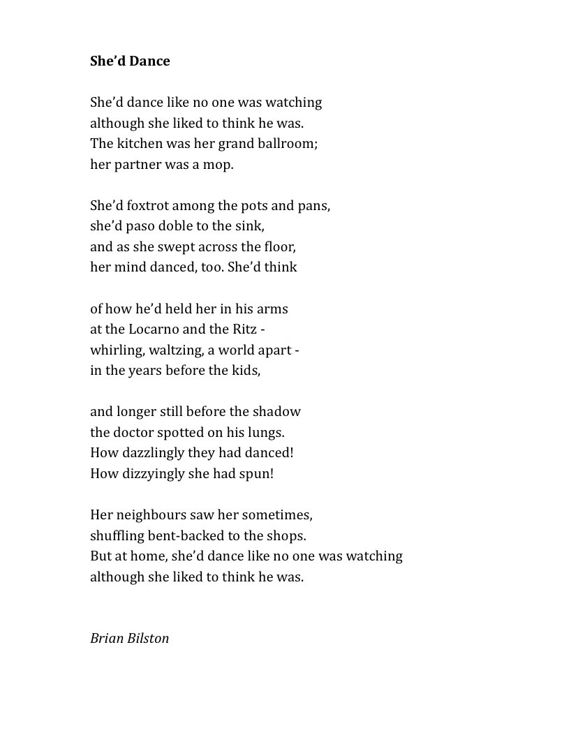 Today’s poem is called ‘She’d Dance’.