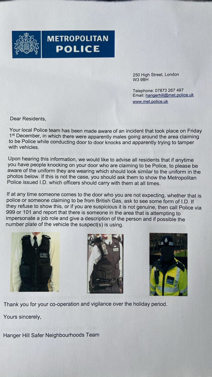 A not-terribly-festive message from our local police team, being delivered across the estate. Stay safe, be vigilant and have a happy Christmas! 🌲🌲
