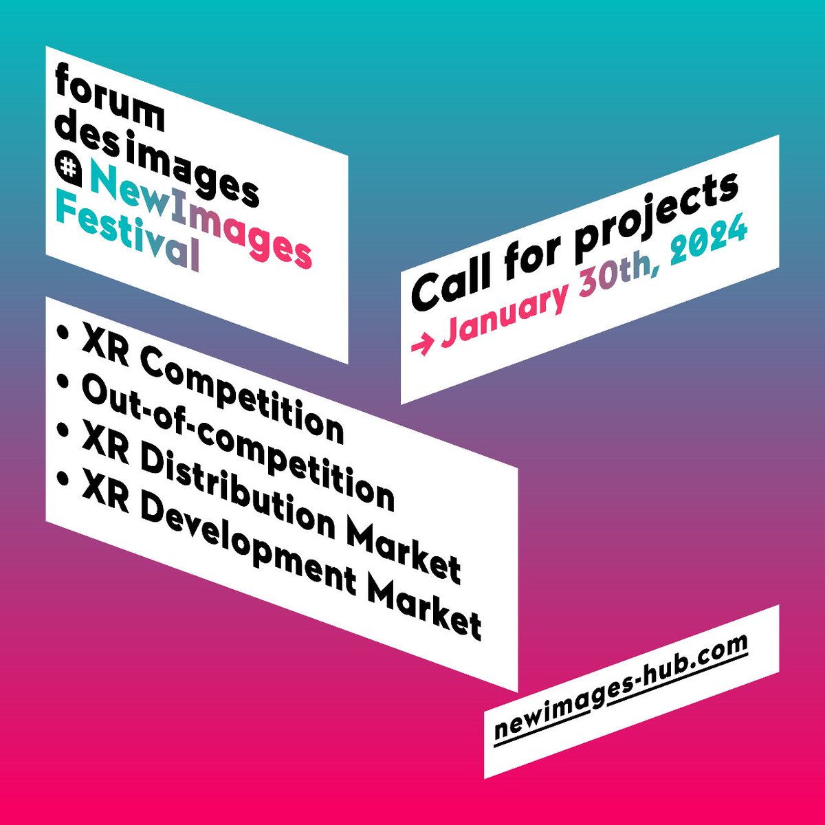 Are you an artist or producer of digital, immersive and/or innovative artworks? Don't miss the opportunity to take part in the @NewImages_Paris 2024:   👉 XR Competition 👉 Hors Compétition  👉 XR Development Market 👉 XR Art Fair Learn more : bit.ly/4akdeQs