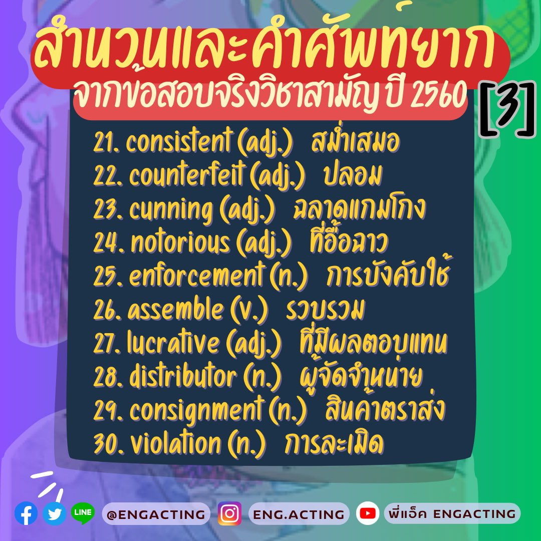 engacting's tweet image. 👋เอามาฝากจ้า 40 ศัพท์และสำนวนยาก #dek67 #dek68 ไว้เตรียมสอบ #aleveleng ข้อสอบจะเอาศัพท์พวกนี้มาออกวนไปวนมานะ มีโอกาสมาโผล่ปีนี้อีกแน่ #tgat #alevel #tcas67 สู้ต่อนะคะทุกคน พี่แอ็คจะมาสู้ไปกับเรา💪🏼🥳