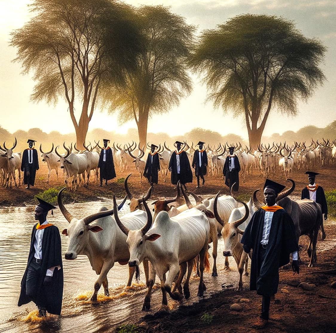 In south Sudan We sell cows to get degrees and get degrees to buy more cows.