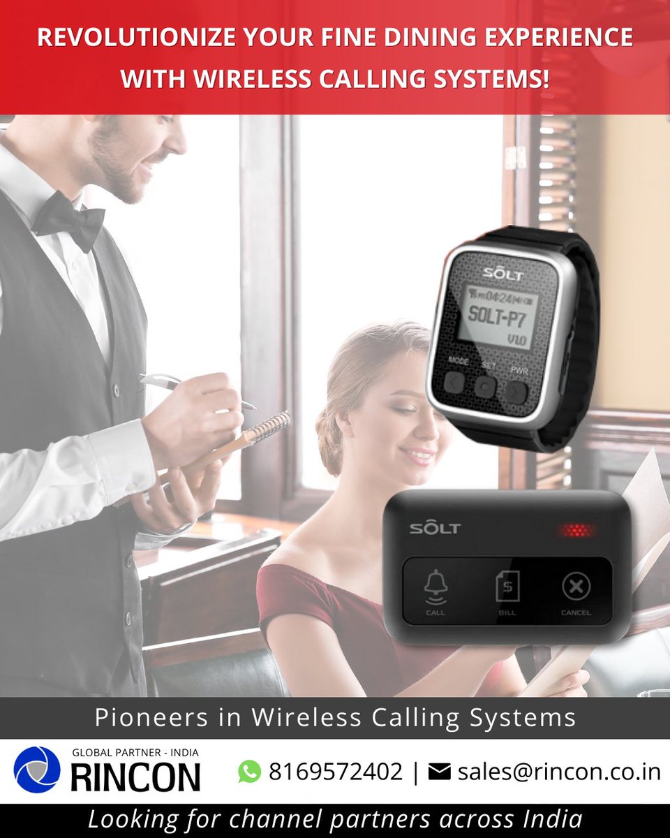 rinconindia's tweet photo. Revolutionize your fine dining experience with wireless calling systems! Say goodbye to flagging down waitstaff and enjoy uninterrupted meals with seamless communication. #wirelesscalling #finedining #customerexperience
https://t.co/tjog9IkCuB https://t.co/hdSLgmmyH4