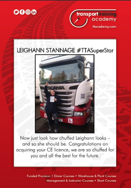 Now just look how chuffed Leighann looks - and so she should be! Congratulations on acquiring your CE licence, we are so happy for you and all the best for the future. #TTASuperStar