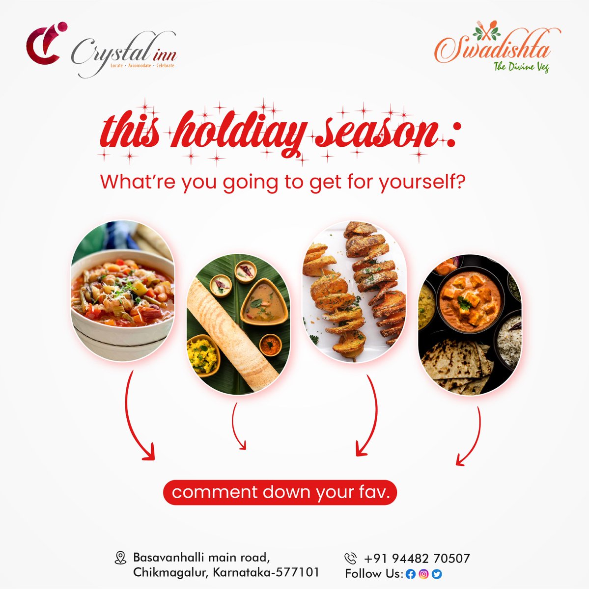 Visit today to experience the food made with love ❤️ only for you

Book your Table Now!
📞 94482 70507
.
.
.
.
.
.
#ChristmasDelights #FestiveFeast #LasagnaLove #HolidayEats #SeasonalSavor #JoyfulBites #ChristmasMenu #TastyTraditions