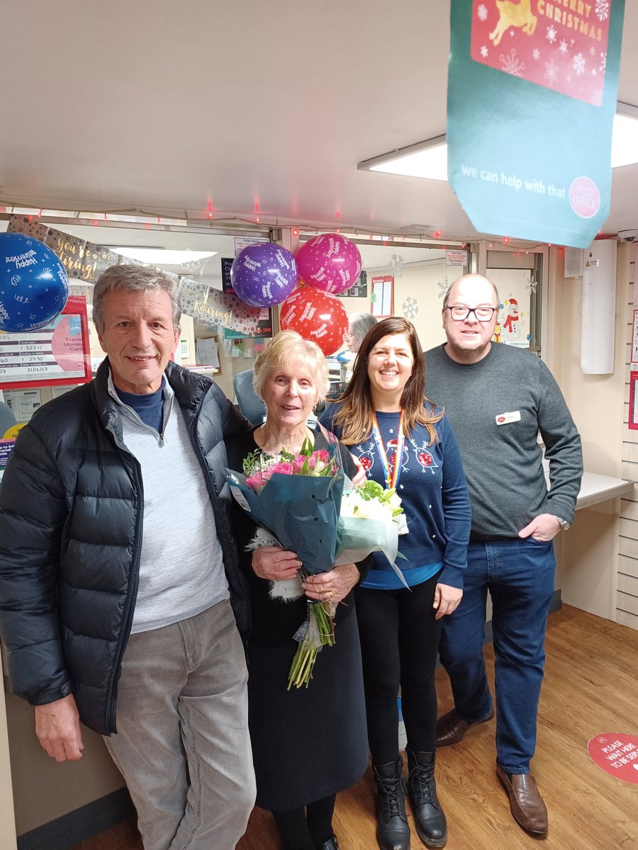 Happy retirement to Rita Kerridge who has been a counter clerk for 66 years at Wickham Market (Suffolk) Post Office, working for seven different Postmasters! An incredible achievement. Rita truly has been at the heart of the community! 🎉🎉