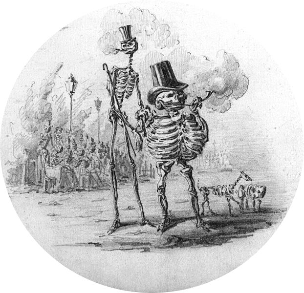 En el aniversario de la muerte de Gustavo Adolfo Bécquer quiero recordar su faceta desconocida como dibujante de esqueletos. En concreto los que hizo para un álbum que tituló "Les morts pour rire: Bizarreries" y que regaló a Julia Espín 💀