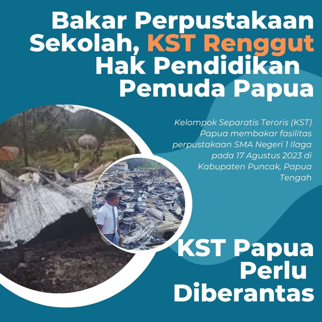 Bakar Perpustakaan Sekolah, KST Renggut Hak Pendidikan Pemuda Papua
#KSTPapuaBiadab #KSTPapuaKeji #PapuaNKRI #PapuaIndonesia