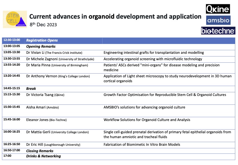 Before we go on a break, we want to celebrate our latest workshop's success! 🎉 Had a great time at our workshop 'Current advances in organoid development and application', run with the support of our sponsors @QkineBio, @biotechne and @ams_bio!