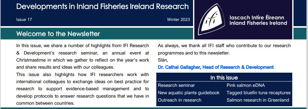 Check out our latest newsletter #seminar #outreach #bluefin #aquaticplants #eDNA #Greenland #Salmon fisheriesireland.ie/sites/default/…