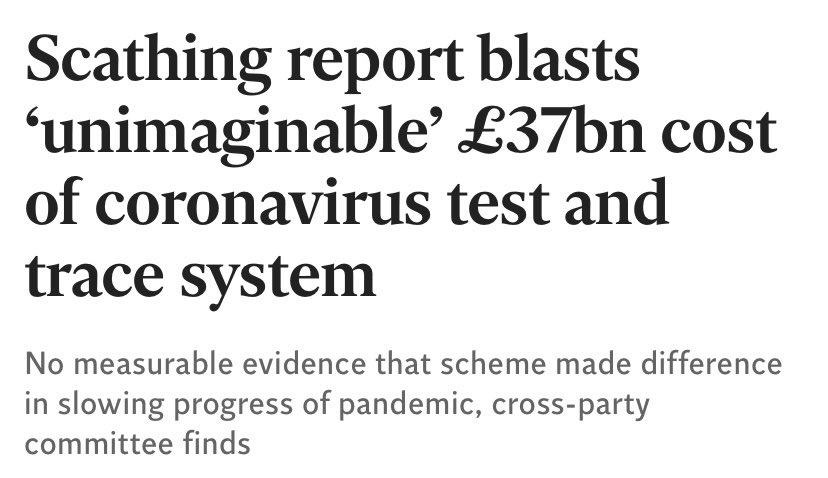 A perfect example of gargantuan government misspend of taxpayers’ money. The failed Covid test and trace system.