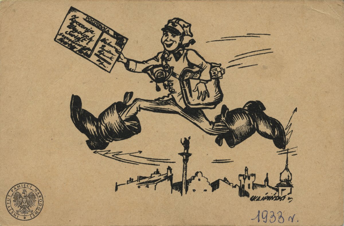 ipngovpl_eng's tweet photo. 📷Christmas-themed postcard depicting a postman delivering the message "Merry Christmas and a Happy New Year" issued in 1933. Private donation. #IPNArchive https://t.co/HqKZoMkWLh