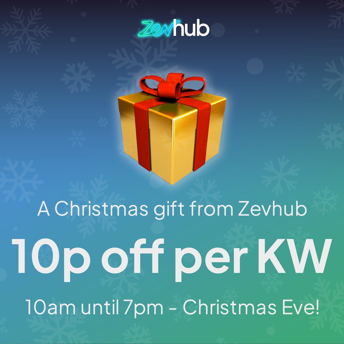 Tis the season for savings! Unwrap the joy of a Christmas Eve special at Zevhub. For a limited time, revel in a festive discount on charging with 10p off per KW from 10am-7pm Sunday, 24th December. Consider it our special gift to you. Merry Christmas from the Zevhub family! 🎄✨