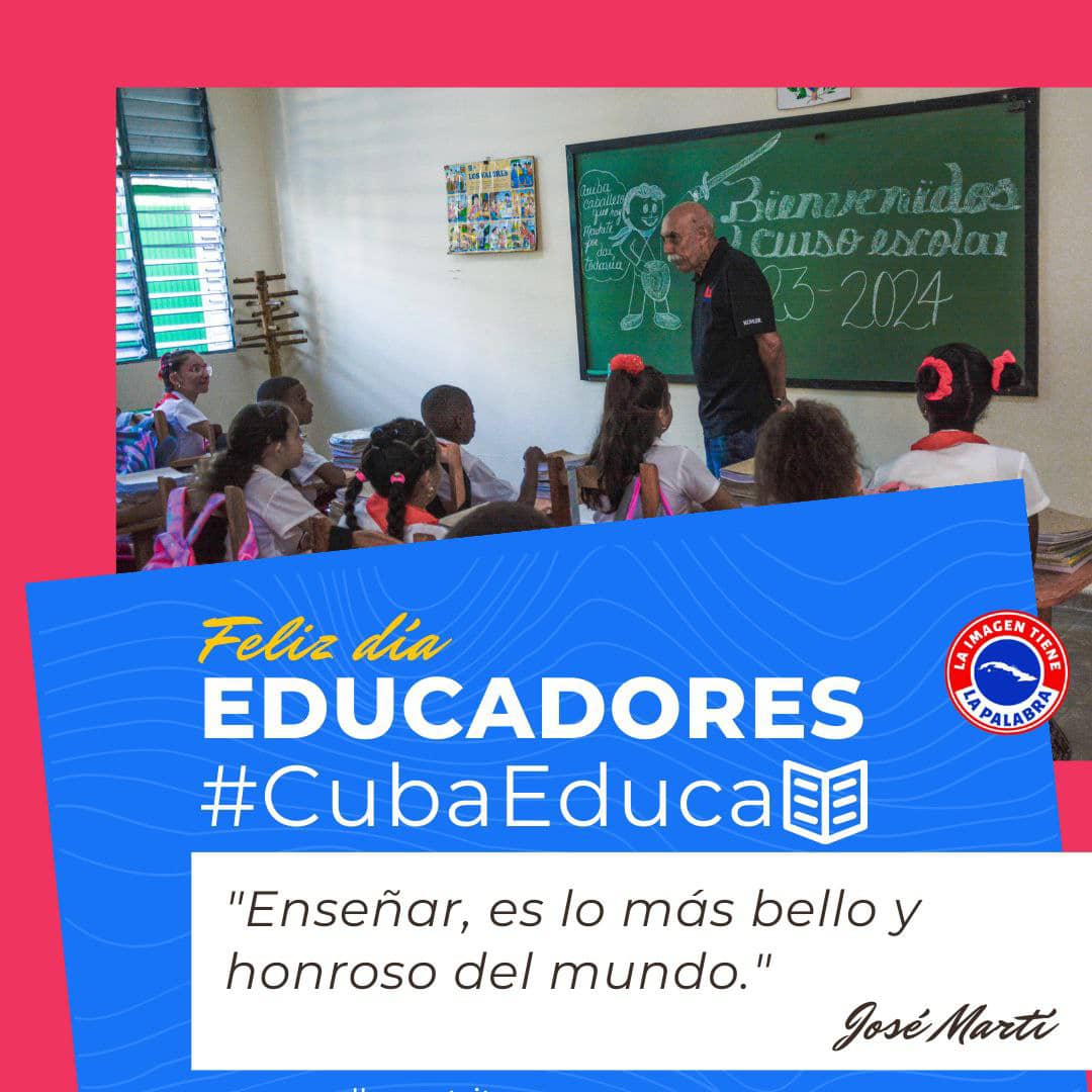 Reciban un fuerte abrazo y el reconocimiento infinito de los trabajadores del @grupo_agroalim,  los educadores de nuestro país. Gracias por la entrega, dedicación y humildad con que ejercen su labor. ¡Muchas felicidades!
#ForjandoFuturo 
#CubaEduca 
#AgroalimPorCuba 🇨🇺