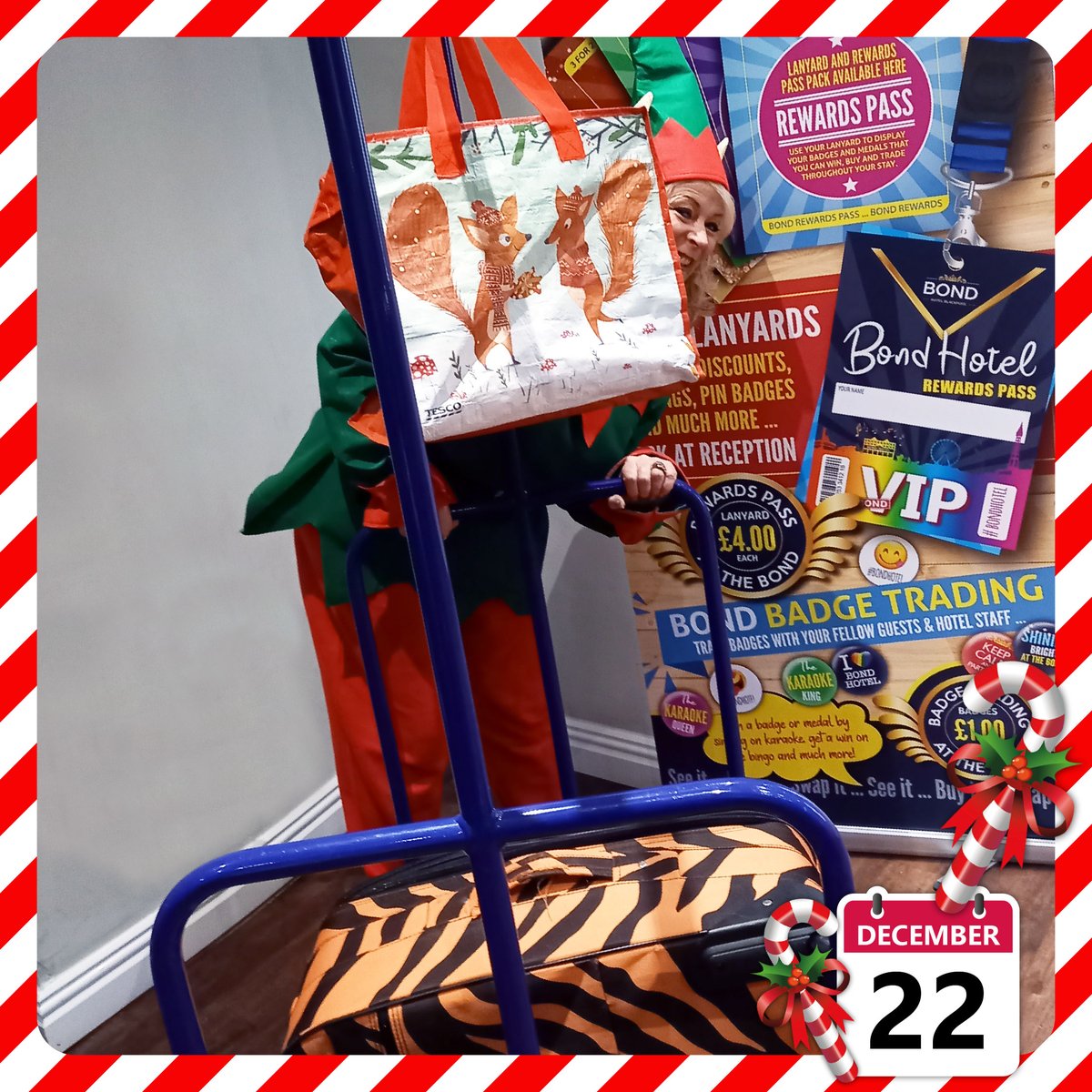 Helping the guests with their luggage and explaining it's not 'elf-check-in' for the Christmas break! 🎄

#bondhotel #accessibleholidays #thebondhotel #christmasbondhotel