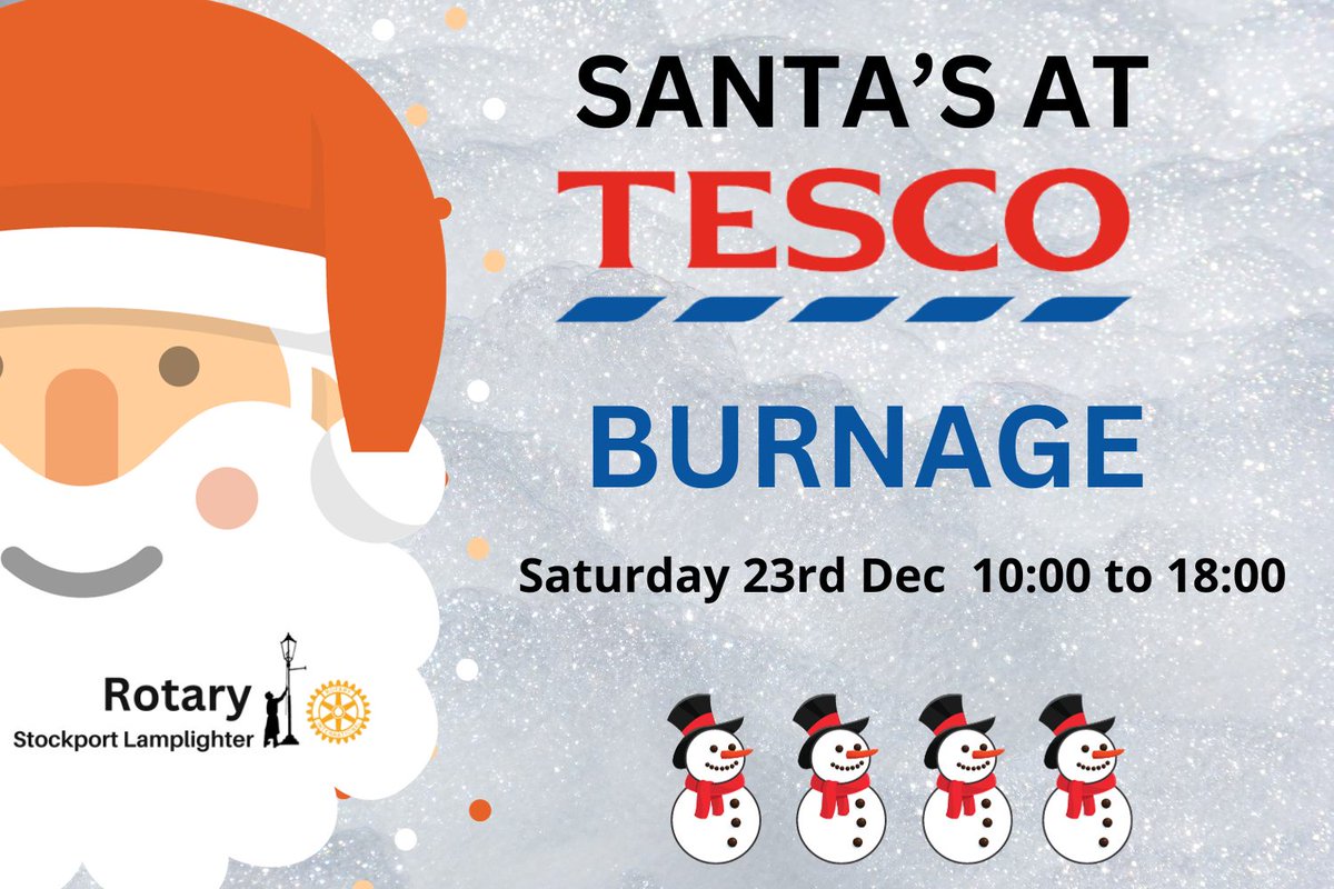On Saturday 23rd Santa makes his last appearance at Tesco Burnage before flying in his sleigh to Lapland ready for the big day !
He will be at Tesco from 10:00 to 18:00  and is looking forward to saying Merry Christmas to kids young and old .