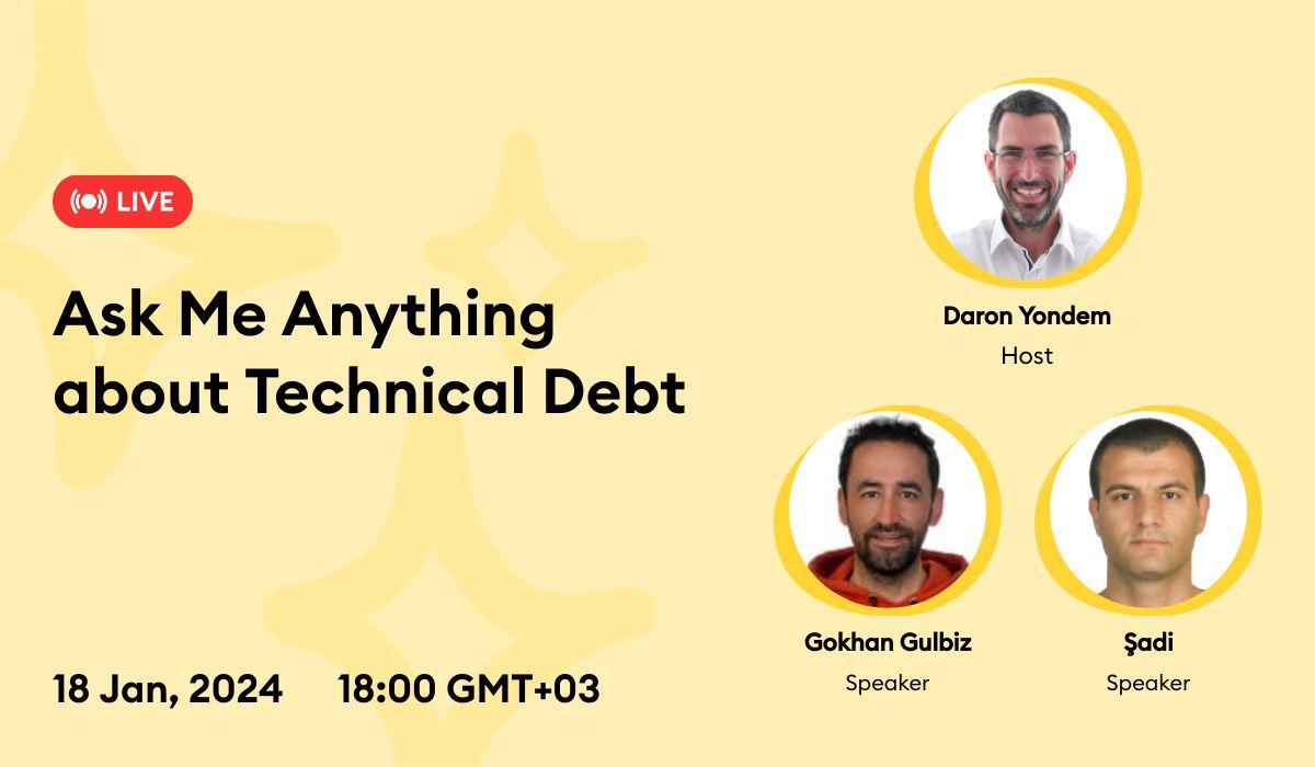 Ocak ayinin AMA yayin tarihi belli oldu 😊 superpeer.com/daronyondem/ev… Iki misafirim var. Simdiden kaydolun 😉#TechnicalDebt, #AskMeAnything, #TechTalk, #EngineeringLeadership