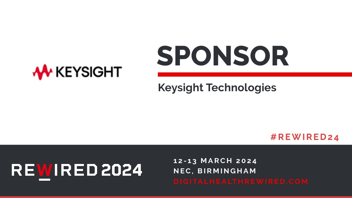 🔈Announcement: We are excited to announce our #Rewired24 sponsor, @Keysight, a leader in test automation, where AI-driven, digital twin-based solutions help innovators. 🙌See more sponsors and exhibitors here >> digitalhealthrewired.com/sponsors-2024/