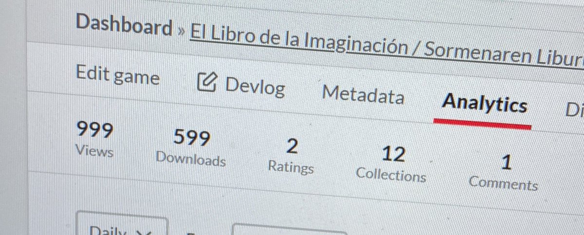 ¿Llegaremos a las 1000 visitas y a las 600 descargas antes de que acabe el año? #RolGratis #RolEnTuIdioma

1000 bisitetara eta 600 deskargatara helduko ote gara urtea amaitu baino lehen? #RolaEuskaraz #Euskara #DoakoRola

erysrpg.itch.io/el-libro-de-la…