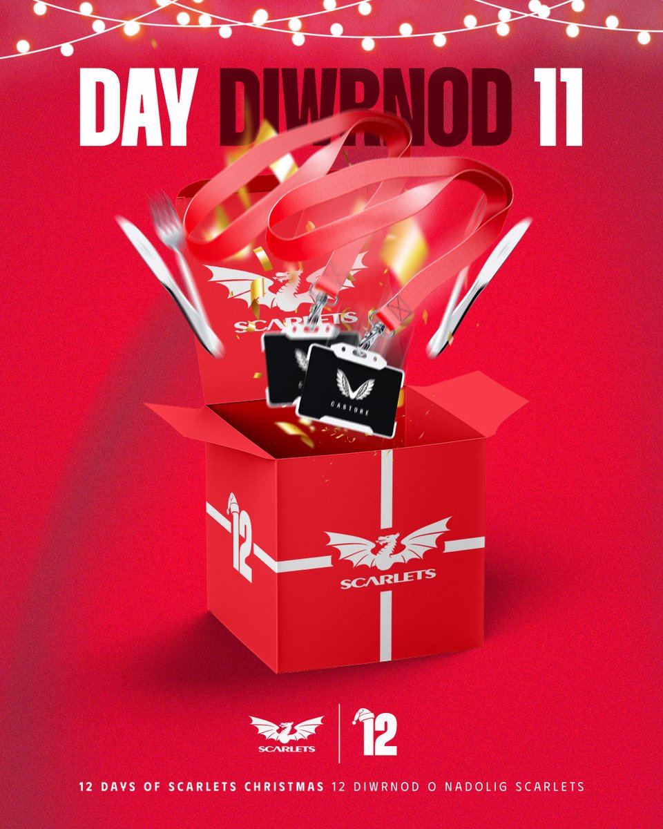 Celebrate the 12 Days of Scarlets Christmas 🎅

Your chance to WIN a Castore box with hospitality for 12 for a home game at Parc y Scarlets 🎁

Like &amp; share to win!

Cyfle i ennill bocs lletygarwch i 12 person am gêm ym Mharc y Scarlets!

Hoffwch a rhannwch i gymryd rhan!