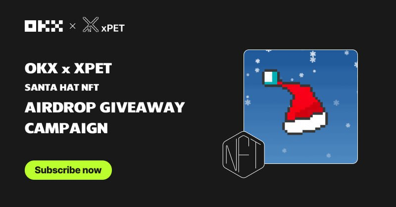 Thanks to our incredible campaign with @okxweb3, @xpet_tech is delighted to bring you the Santa Hat NFT giveaway. We've reserved 10,000 spots for this special event! Now, let's enjoy the magical Christmas vibes🎅 Hurry and register before Dec27 to be a part of this joyful