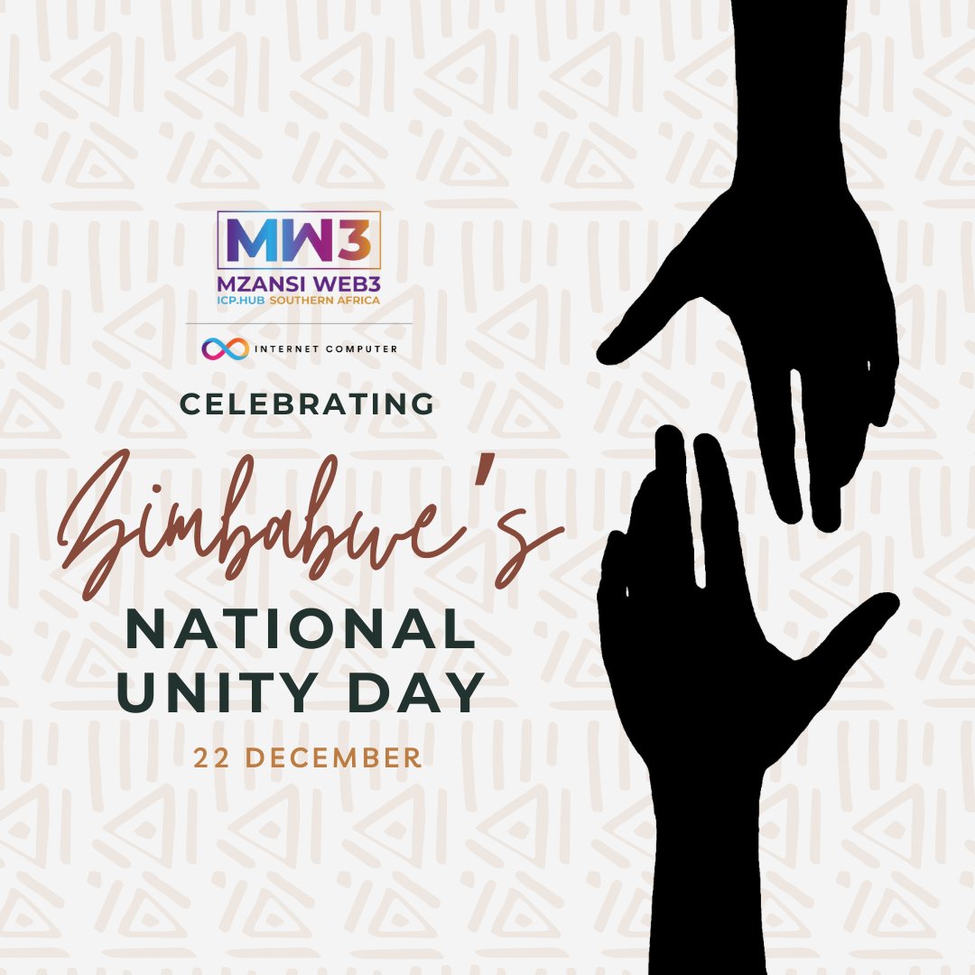 Happy National Unity Day, Zimbabwe! 🇿🇼

On this significant day, we at MzansiWeb3ICPHub salute the unity & resilience that define Zimbabwe. A special shout-out to the developers whose innovation & collaboration drive progress every day. 

#NationalUnityDay #Zimbabwe