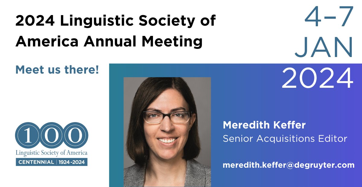 De Gruyter MOUTON ➡️ @dgb-linguistics.bsky.social (@dg_mouton) on Twitter photo In a couple of days, #LSA2024 kicks off!
Our editor Meredith Keffer <a href="/mkeffer/">Meredith Keffer</a> is getting ready for an eventful <a href="/LingSocAm/">Linguistic Society of America</a> meeting in NYC.
Meet her at our booth to discuss your book project and to talk about all things #Linguistics – or just for a little coffee break chat. ☕️ In a couple of days, #LSA2024 kicks off!
Our editor Meredith Keffer <a href="/mkeffer/">Meredith Keffer</a> is getting ready for an eventful <a href="/LingSocAm/">Linguistic Society of America</a> meeting in NYC.
Meet her at our booth to discuss your book project and to talk about all things #Linguistics – or just for a little coffee break chat. ☕️