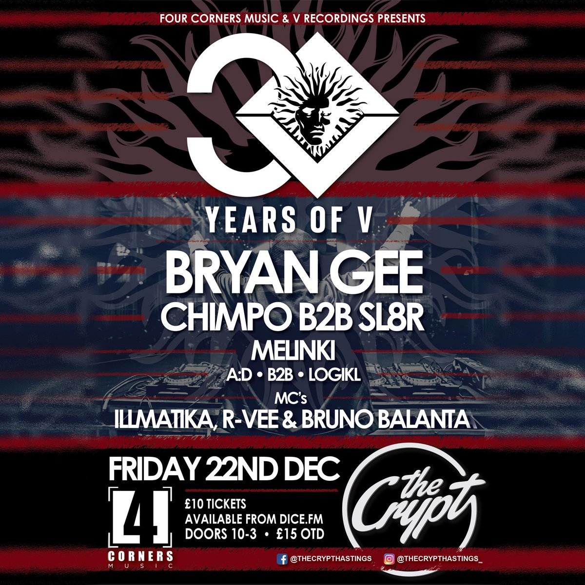 Tonight .. 30 years of. V The Crypt Hastings 💃🏿🕺🏿🔊 Tickets link.dice.fm/rdaafd6151dd