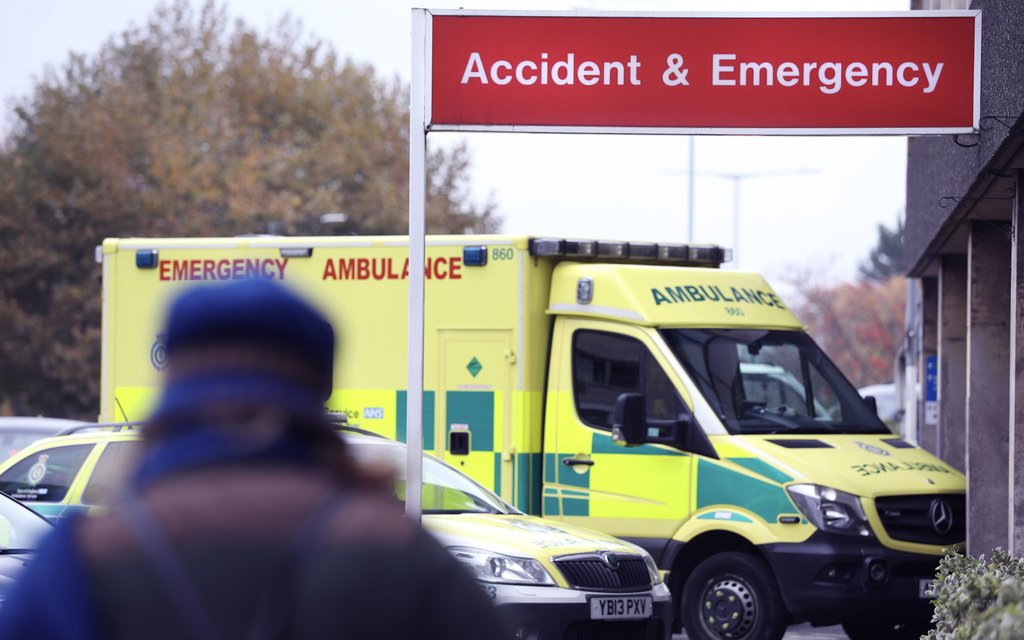 An image of the outside of Accident & Emergency, with an ambulance outside. 