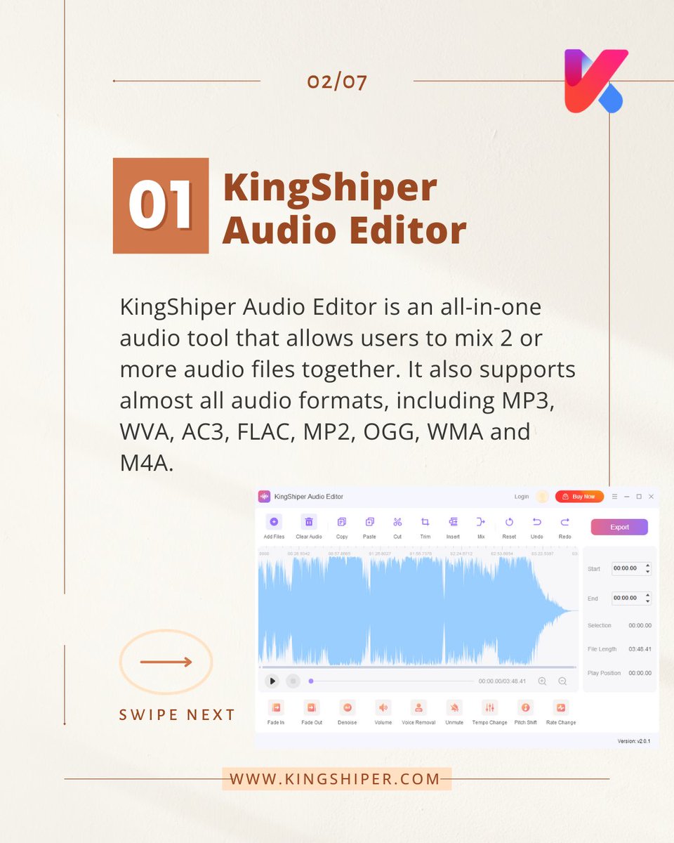 ShiperKing's tweet image. 🔥Top 5 Audio Joiner is here! Take the one that suits you best now.
🔓To ensure your user experience during audio editing, click here to download🔗: bit.ly/3p2y03W

#kingshiper #editaudio #mergeaudio #merger #TIPS #combineaudio #music