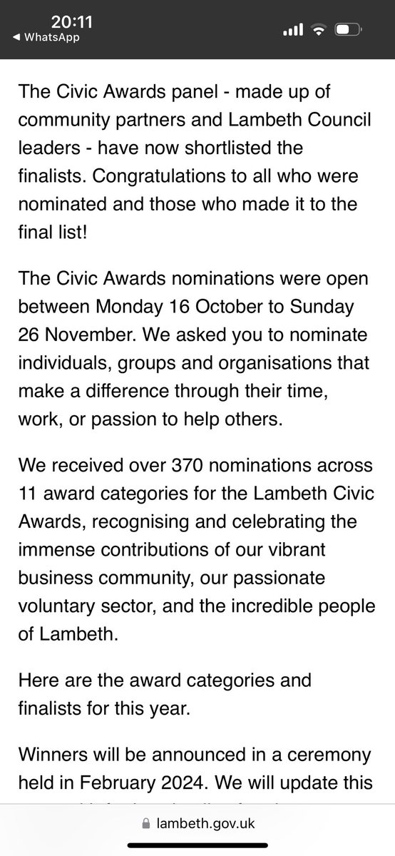 @lambeth_council are holding the #LambethCivicAwards24 to celebrate all the amazing organisations in the borough. We are proud to announce that we have been shortlisted for the Sporting Achievement Award. Thank you to everyone who nominated us!