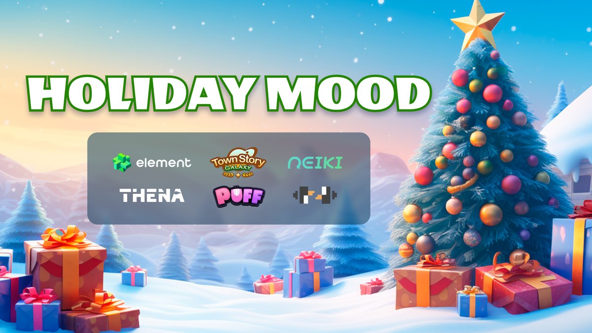 Element_Market's tweet image. 🎄✨ In the spirit of the festive season, Element is teaming up with five incredible projects to bring you a heartwarming holiday celebration – 'Holiday Mood with Element and Friends!'
👀Meet our friends here: @ThenaFi_ , @Puffverse , @Reiki_Web3Go , @townstorygamefi ,@zkPengz.…