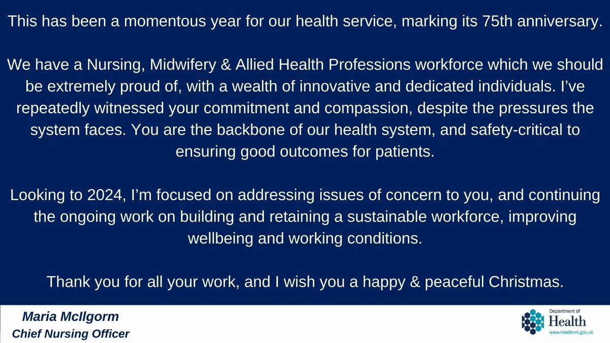 I want to thank all our #nurses , #midwives & #AHPs for all your work over the last year. I wish you all a very happy Christmas.
