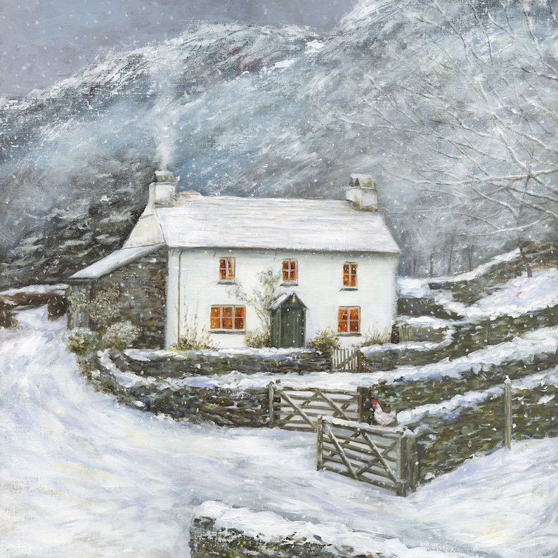 For me, a calm house equals a calm heart equals a calm life. #christmastime Art by Linda Vine. ❄️🌨️☃️🩵