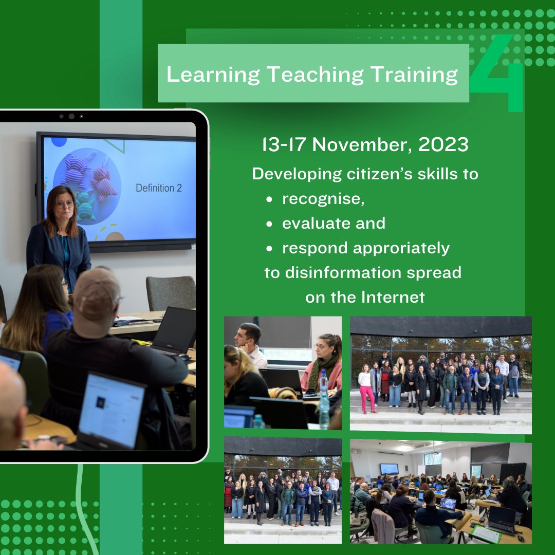 📢 Update on #DOMINOES! LTT4 in Bucharest wrapped up with 30+ academics &amp; M.A. students diving deep into #fakenews detection. Powered by #ErasmusPlus, our mission thrives: boosting digital literacy &amp; critical thinking. Let's combat misinformation together! #fightdisinformation
