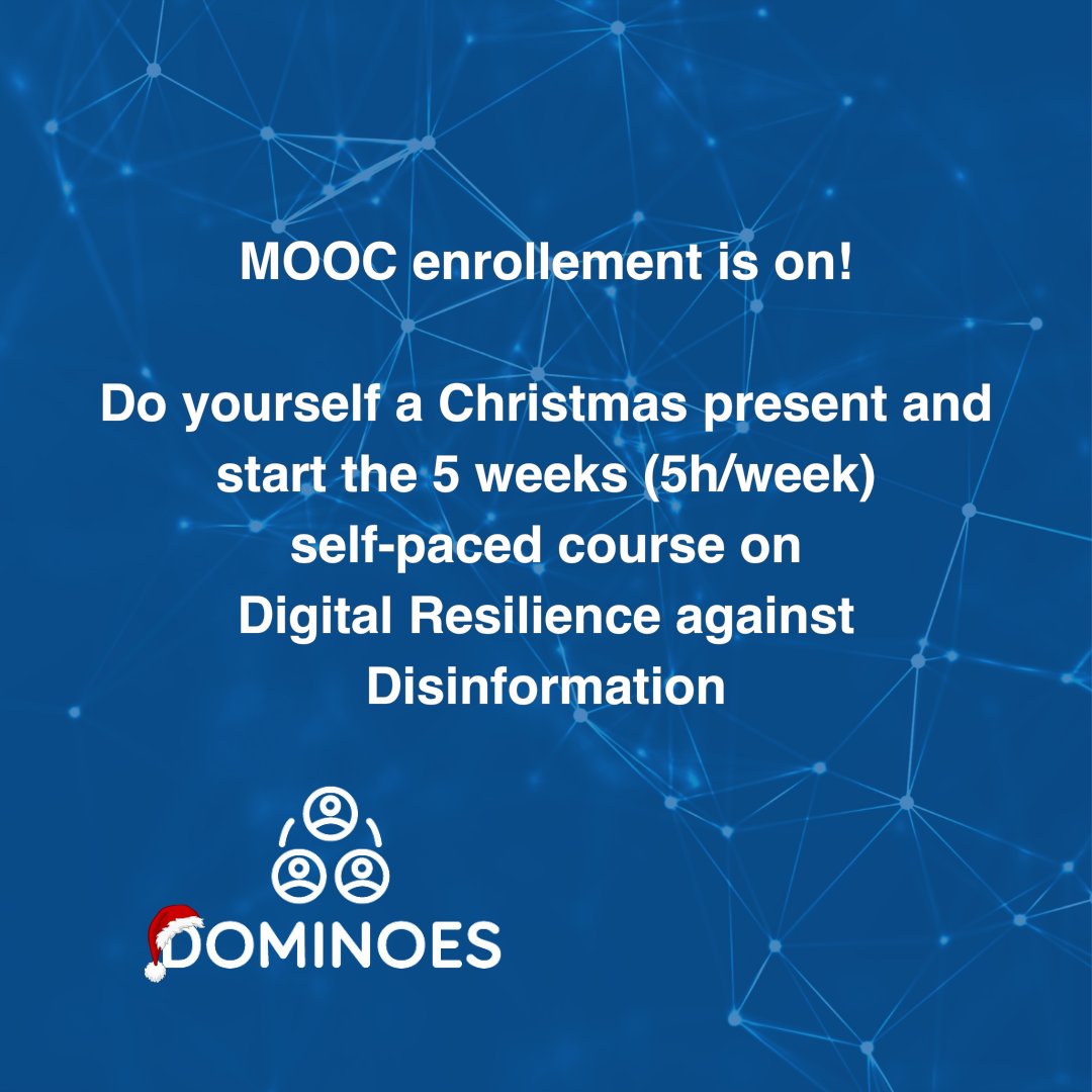 🚀Equip yourself to tackle #fakenews: 
🔍Understand info security &amp; tech threats 
🛡️Spot &amp; combat disinfo online
📱Grasp social media's role 
🌐Act now: urjcx.urjc.es/courses/course… 
Shared duty! Enroll &amp; #FightDisinformation  w/ #DOMINOES🤝