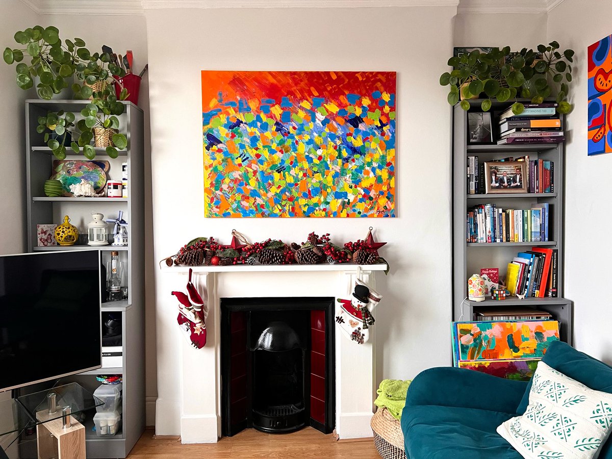PatternAbstract's tweet image. Feeling festive - ready for Christmas🎄Stockings are up, waiting for Santa to come down the chimney🤣🤣🤣 #ChristmasCountdown2023 #abstractpainting #festivevibes #paintingoncanvas