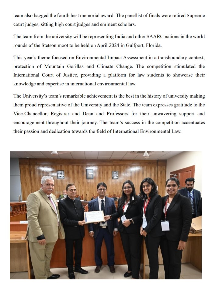 TEAM FROM TAMILNADU (TNDALU) ADJUDGED AND DECLARED AS THE WINNERS OF THE SAARC ROUNDS AND THEREBY QUALIFIED TO THE WORLD ROUNDS OF THE 28TH STETSON INTERNATIONAL ENVIRONMENTAL MOOT COURT COMPEITITON, 2023-24. 
#tndalu #stetson #international #environmental #mootcourt