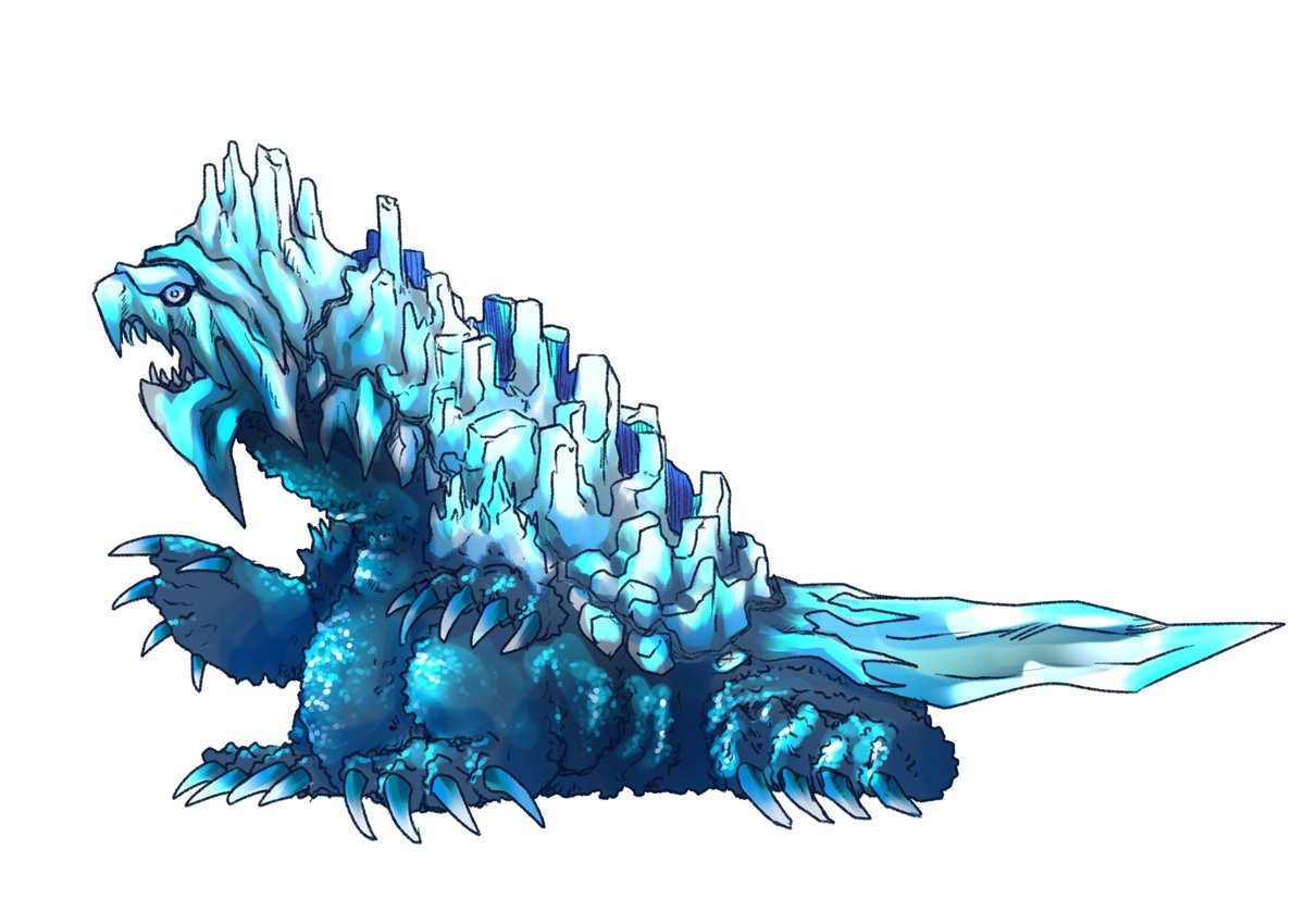 「オリジナル怪獣の凍結怪獣「ブライニア」 熱海の新怪獣コンクールに応募したやつです」|せびれうのイラスト