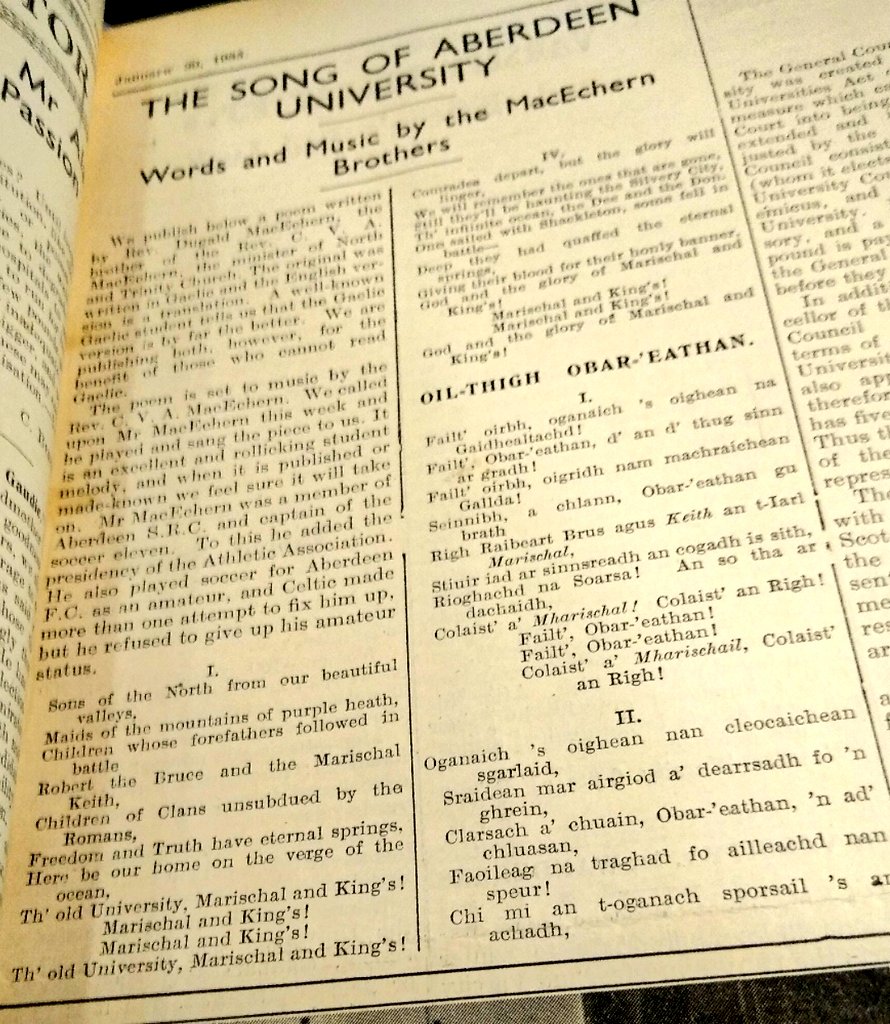 A traditional song of @aberdeenuni (originally written in GAELIC!!), as recorded in 1935 in The Gaudie.

We have a rich history of languages, let's not forget it.

#saveuoalanguages