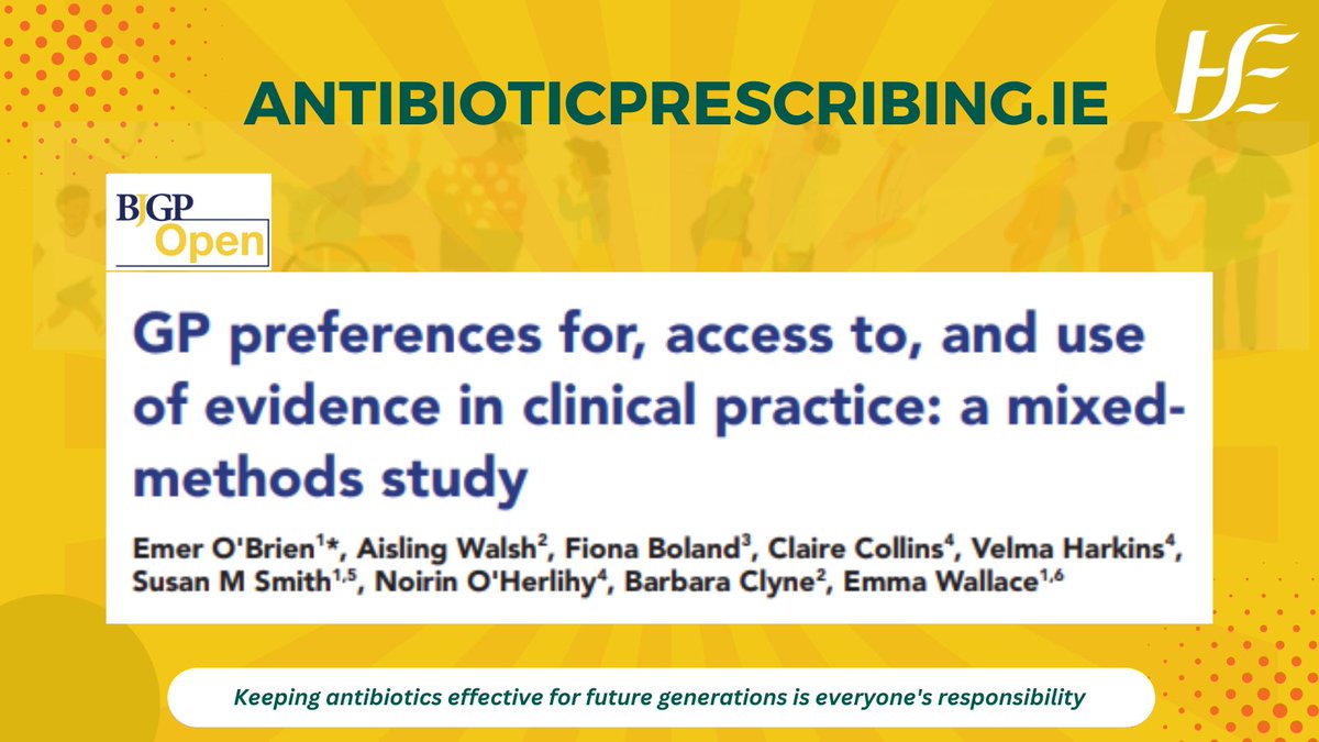 Delighted to see Antibiticprescribing.ie listed as the preferred prescribing guidance website by GPs. Full article available bjgpopen.org/content/7/4/BJ…