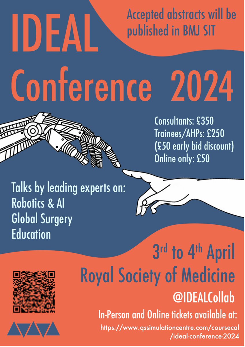 We are pleased to announce the IDEAL 2024 Conference will be taking place on 3rd to 4th April, championing the advancement of safe and innovative surgical practices on a global scale.  Early bird discount ends 29th February 2024!  Information &amp; payment: qssimulationcentre.com/coursecal/idea…